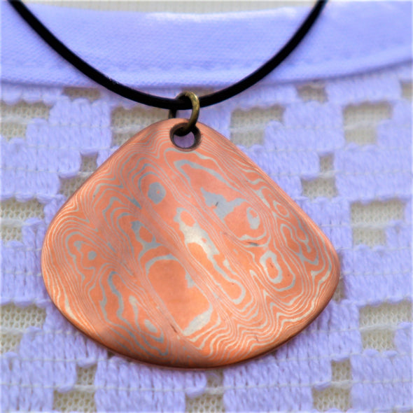 Copper & Nickel Mokume Gane Necklace Pendant