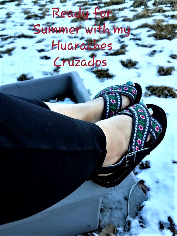 Beautiful Handmade Women's Leather & Rubber Sole Sandals-Huaraches Cruzados