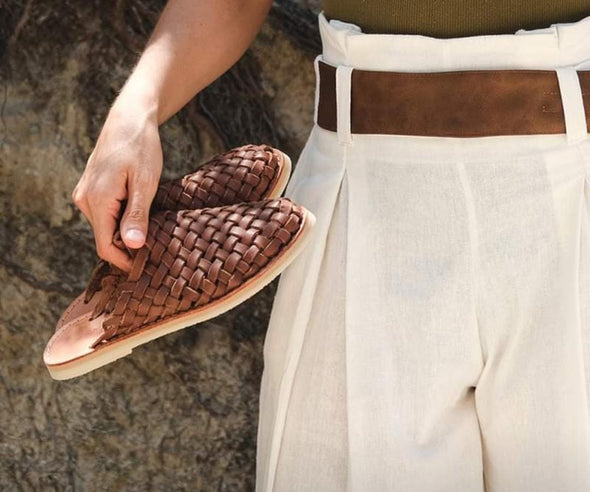 Leather Mexican Slip On Huarache Mule