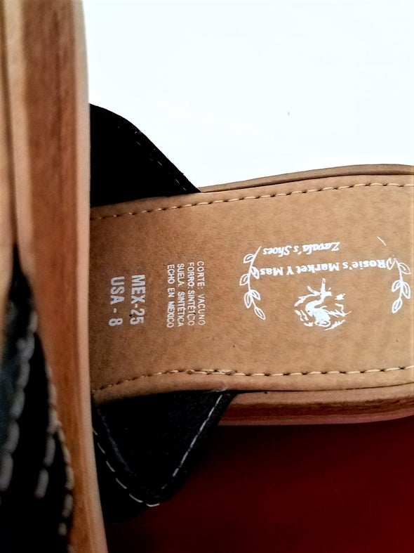 Embroidered Platform Leather Sandals- Mexican Sandals