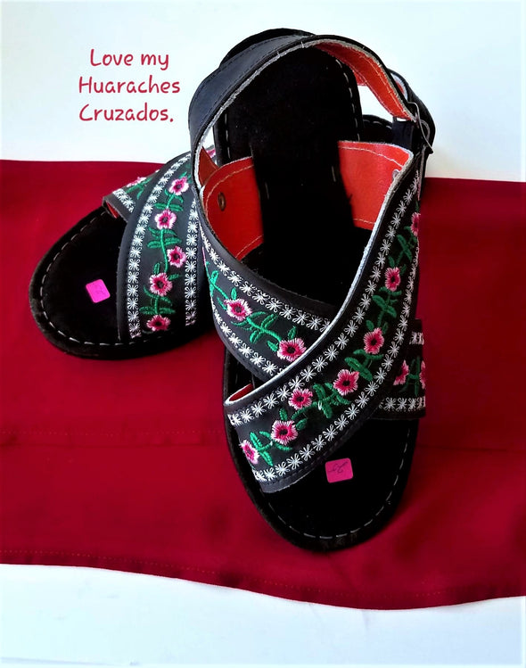 Beautiful Handmade Women's Leather & Rubber Sole Sandals-Huaraches Cruzados