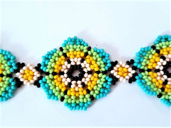 Beautiful Mexican Beaded Huichol Flower Bracelet