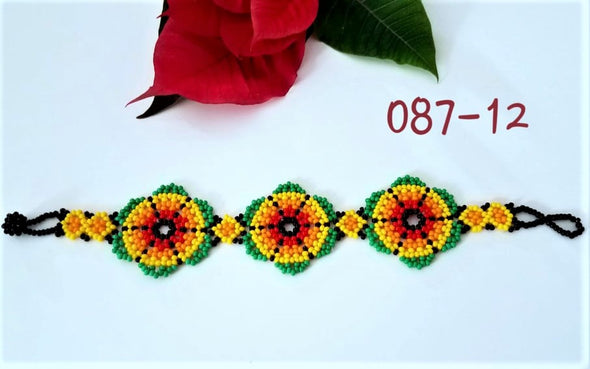 Beautiful Mexican Beaded Huichol Flower Bracelet