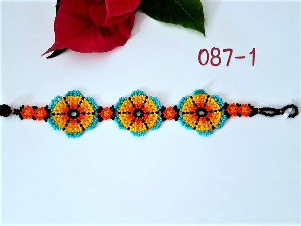 Beautiful Mexican Beaded Huichol Flower Bracelet