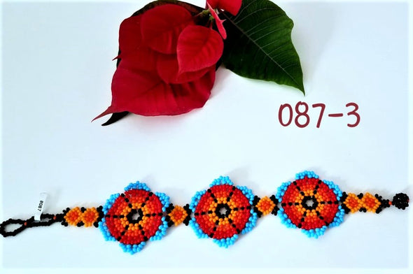 Beautiful Mexican Beaded Huichol Flower Bracelet