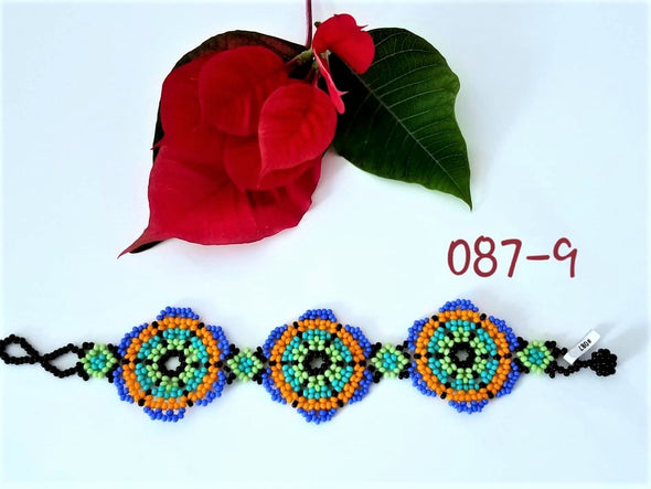 Beautiful Mexican Beaded Huichol Flower Bracelet