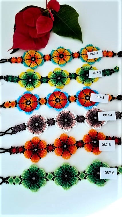 Beautiful Mexican Beaded Huichol Flower Bracelet