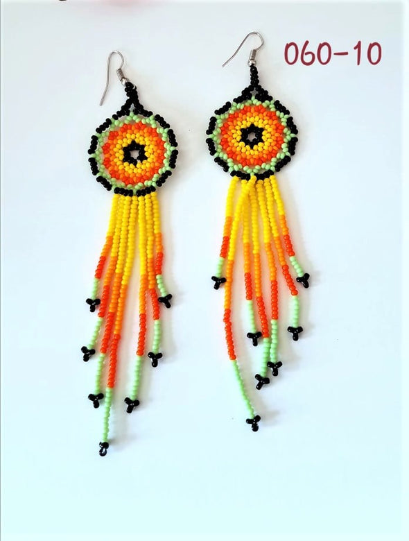 Handmade Huichol Style Beaded Earrings