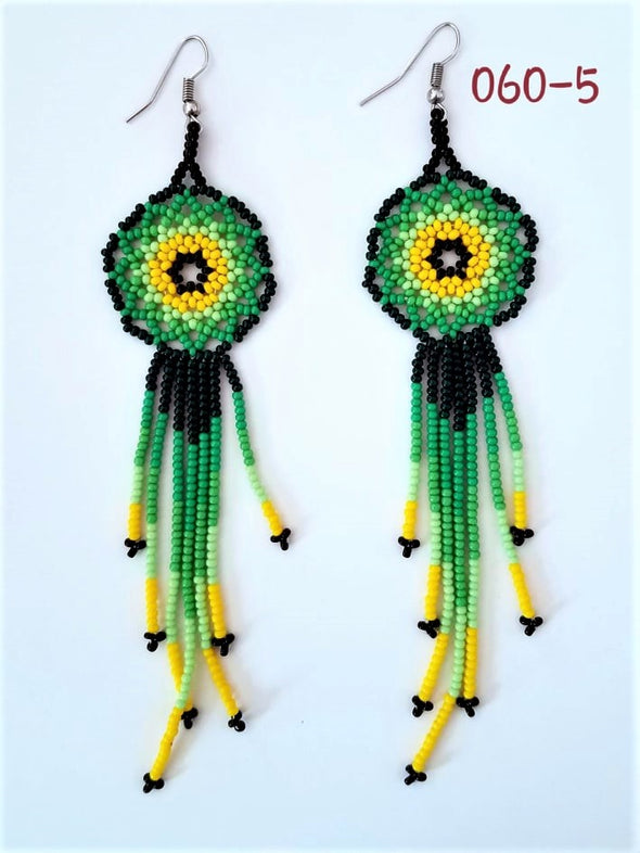 Handmade Huichol Style Beaded Earrings