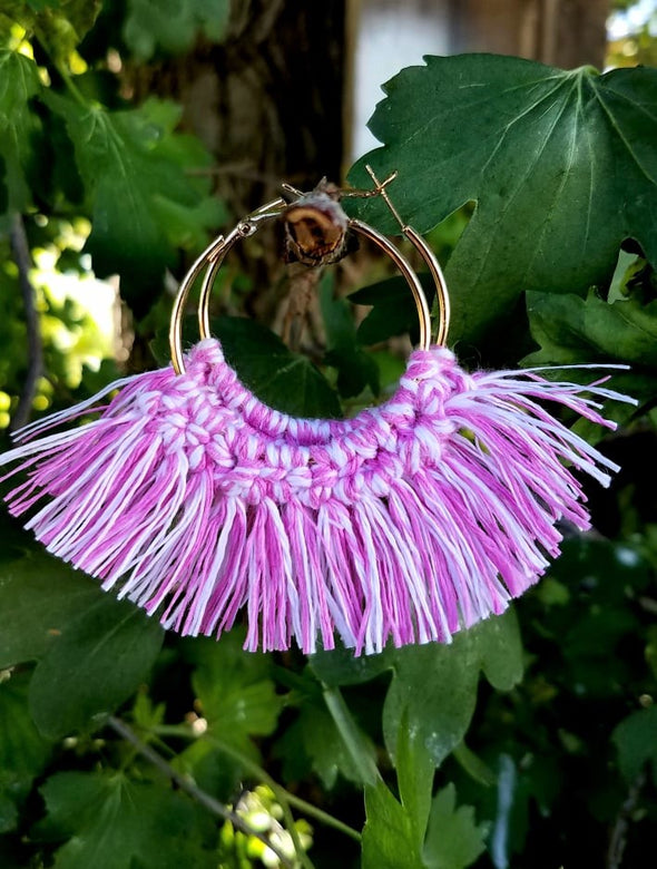 Handmade Macramé Hoop Earrings