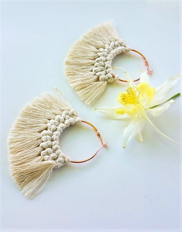 Handmade Macramé Hoop Earrings