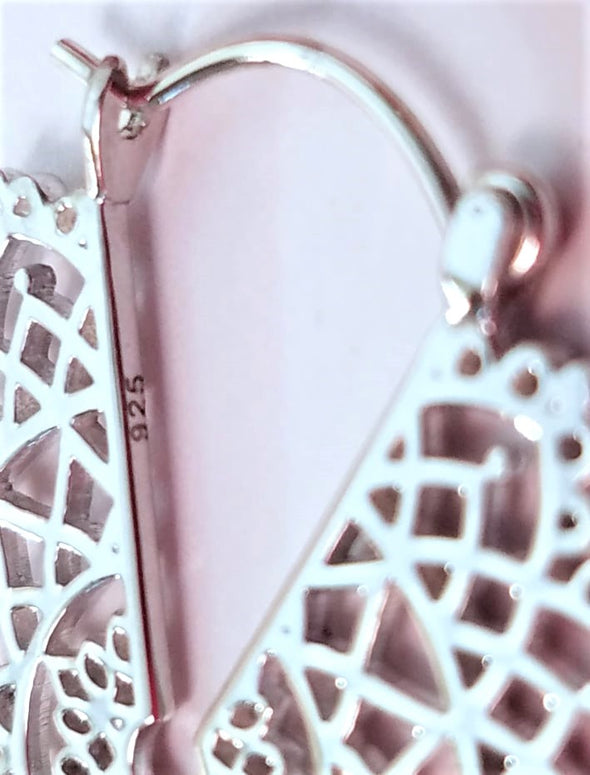 Lace Mandala 925 Silver Hoop Earrings
