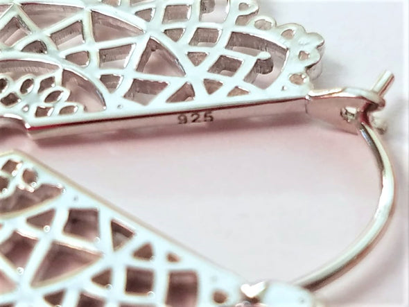 Lace Mandala 925 Silver Hoop Earrings
