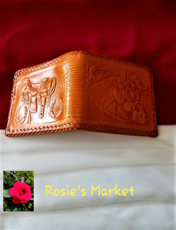 Hand Tooled Mexican Leather Men's Wallet