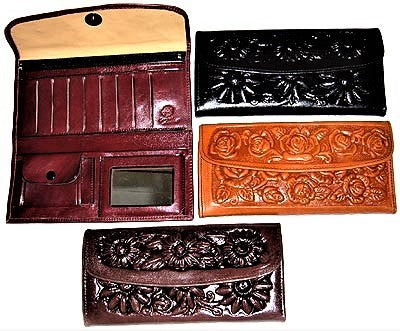 Beautiful Mexican Embossed Floral Women's Wallets