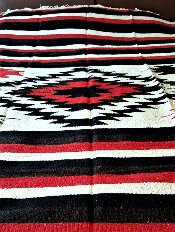 Beautiful Handwoven Diamond Pattern Mexican Blanket