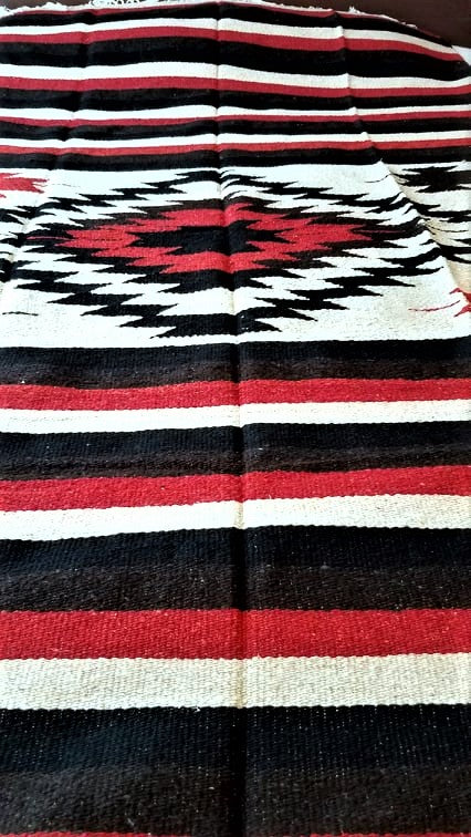 Beautiful Handwoven Diamond Pattern Mexican Blanket