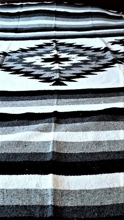 Beautiful Handwoven Diamond Pattern Mexican Blanket