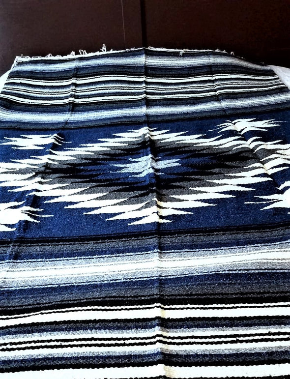 Beautiful Handwoven Diamond Pattern Mexican Blanket