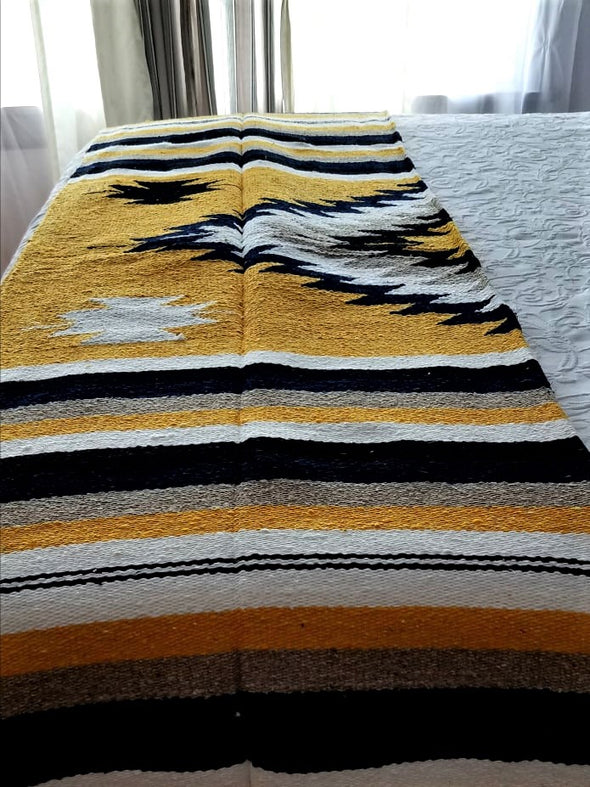 Beautiful Handwoven Diamond Pattern Mexican Blanket