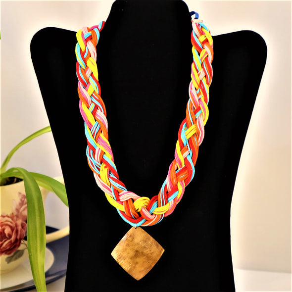 Handmade Multicolored Thread Necklace Set