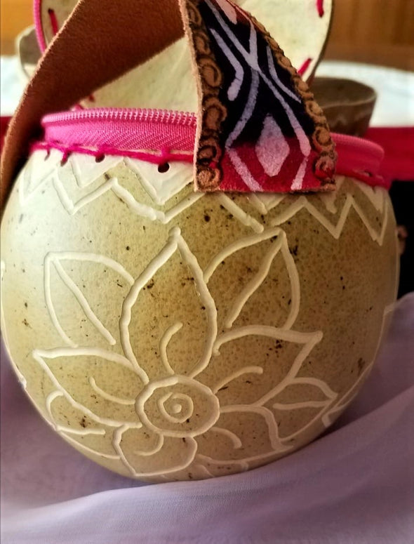 Hand Carved Mexican Gourd Pouch