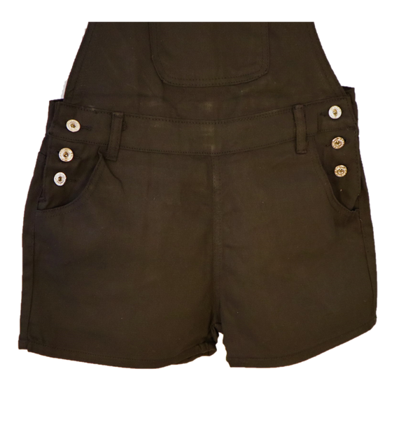 Black Denim Short Overall