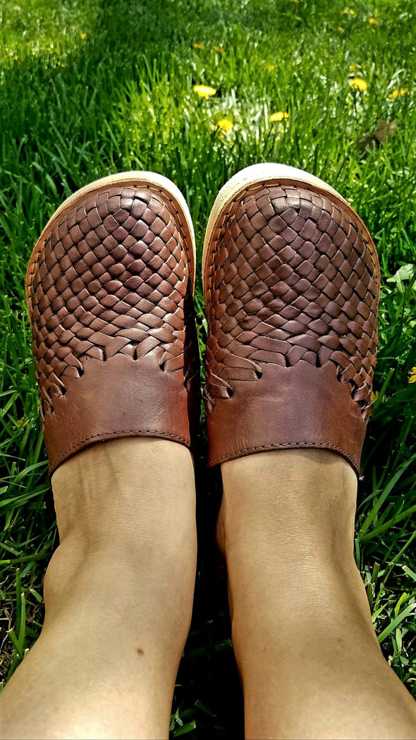 Handmade Leather Mexican Slip On Huarache Mule