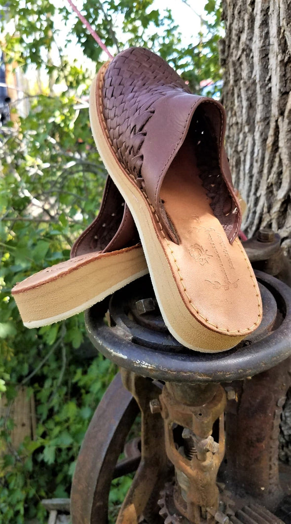 Handmade Leather Mexican Slip On Huarache Mule