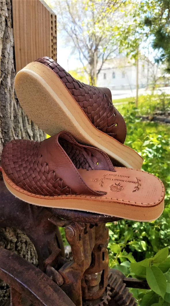 Handmade Leather Mexican Slip On Huarache Mule