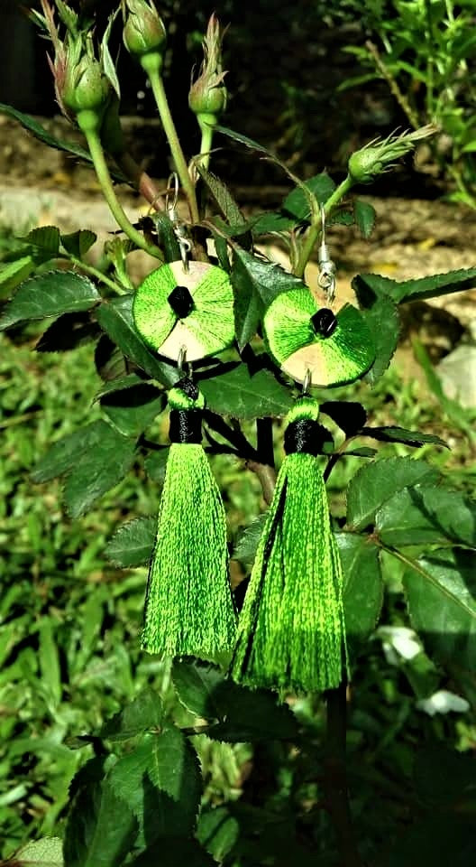 Beautiful Handmade Silk Thread & Gourd Tassel Earrings