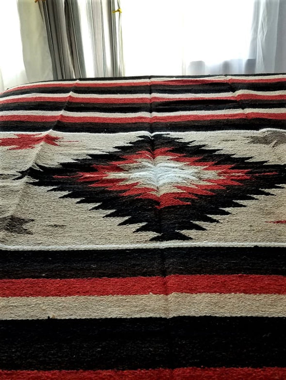 Beautiful Handwoven Diamond Pattern Mexican Blanket