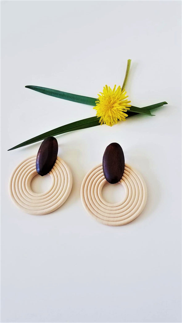 Handmade Wooden Straw Weave Rattan Vine Drop Earrings