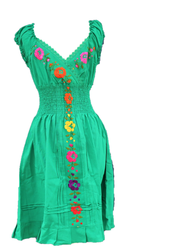 Mexican Embroidered Dress 100% Cotton