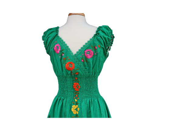 Mexican Embroidered Dress 100% Cotton