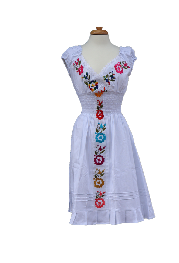 Mexican Embroidered Dress 100% Cotton
