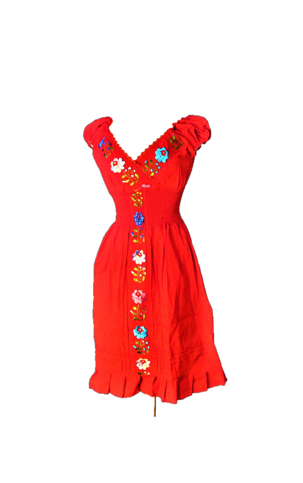 Mexican Embroidered Dress 100% Cotton